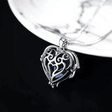 Romantic Angel Wings Heart Pendant Necklace Crystals Valentines Gift