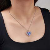 Romantic Angel Wings Heart Pendant Necklace Crystals Valentines Gift