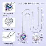 Romantic Angel Wings Heart Pendant Necklace Crystals Valentines Gift
