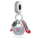 925 Sterling Silver Red Heart Charms for Bracelet DIY Jewelry Making