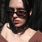 Dark Necklace Choker PU Eyelet Gothic Jewellery Choker Ribbon Necklace Women