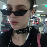 Dark Necklace Choker PU Eyelet Gothic Jewellery Choker Ribbon Necklace Women