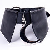 Women Pu Leather Crescent Shaped Collar Necklace