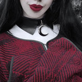 Women Pu Leather Crescent Shaped Collar Necklace
