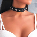 Women PU Leather Belt Punk Rock Belts Hollow Out Metal Hole Waistband