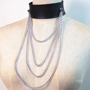 Spike Punk Goth Choker Metal Chain Necklace