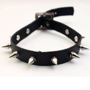 Harajuku Spike Choker Gothic PU Leather Choker Necklace For Women