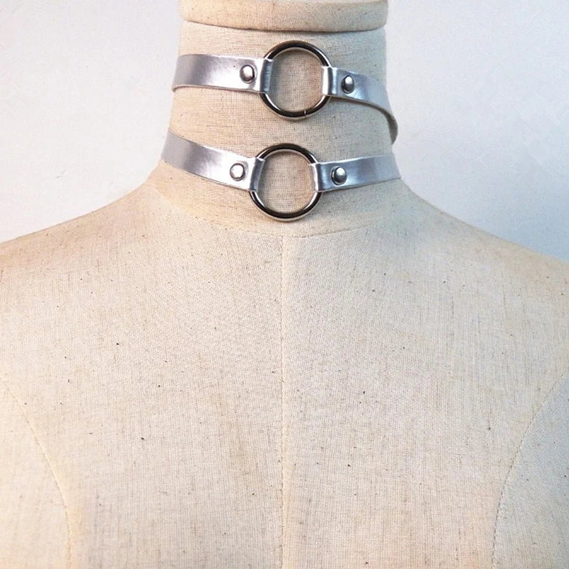 Soft Gothic Harajuku Style Belt Necklace For Women PU Leather