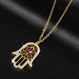 Hamsa Hand Necklace Boho Jewelry Short Necklace Protection Pendant