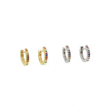 Colorful CZ Circle Hoop Earring Small 925 Sterling Silver Jewelry