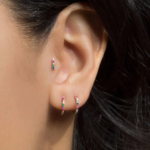 Colorful CZ Circle Hoop Earring Small 925 Sterling Silver Jewelry