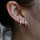 Colorful CZ Circle Hoop Earring Small 925 Sterling Silver Jewelry