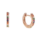 Colorful CZ Circle Hoop Earring Small 925 Sterling Silver Jewelry
