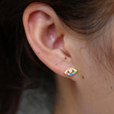 Colorful CZ Eye Stud Earring - 925 Sterling Silver