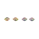 Colorful CZ Eye Stud Earring - 925 Sterling Silver