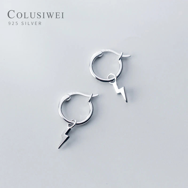 925 Sterling Silver Lightning Hoop Earrings for Women