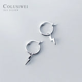 925 Sterling Silver Lightning Hoop Earrings for Women
