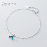 925 Silver Mermaid Tail Anklet for Women Animal Foot Chain