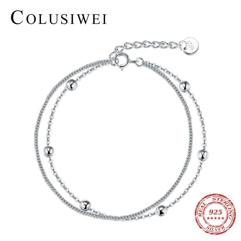 Sterling Silver 925 Double Chain Bracelet for Women
