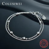 Sterling Silver 925 Double Chain Bracelet for Women