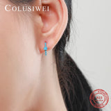 925 Silver Turquoise Hoop Earrings for Women