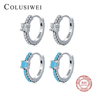 925 Silver Turquoise Hoop Earrings for Women
