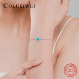Turquoise Heart Sterling Silver Bracelet Anti-allergy Jewelry