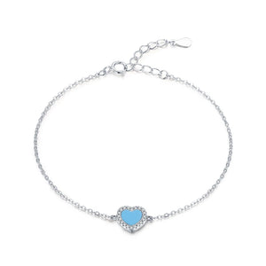 Turquoise Heart Sterling Silver Bracelet Anti-allergy Jewelry