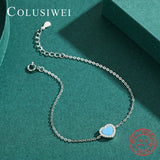 Turquoise Heart Sterling Silver Bracelet Anti-allergy Jewelry
