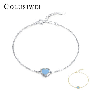 Turquoise Heart Sterling Silver Bracelet Anti-allergy Jewelry