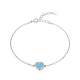 Turquoise Heart Sterling Silver Bracelet Anti-allergy Jewelry
