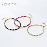 Natural Crystal Beaded Bracelet 925 Sterling Silver