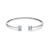 925 Silver CZ Geometric Cuff Bangle Adjustable Bracelet