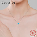 925 Silver Turquoise Heart Pendant Necklace Chain Link Women Fine Jewelry