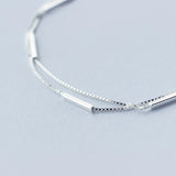 925 Silver Geometric Rectangle Layer Bracelet for Women
