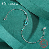 925 Silver Infinite Love Turquoise Charm Link Bracelet for Women