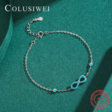 925 Silver Infinite Love Turquoise Charm Link Bracelet for Women