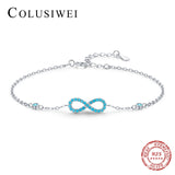 925 Silver Infinite Love Turquoise Charm Link Bracelet for Women