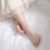 925 Silver Bell Bead Anklet for Women Round Chain Jewelry