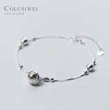 925 Sterling Silver Vintage Palace Bell Anklet For Women Small Sphere Anklets