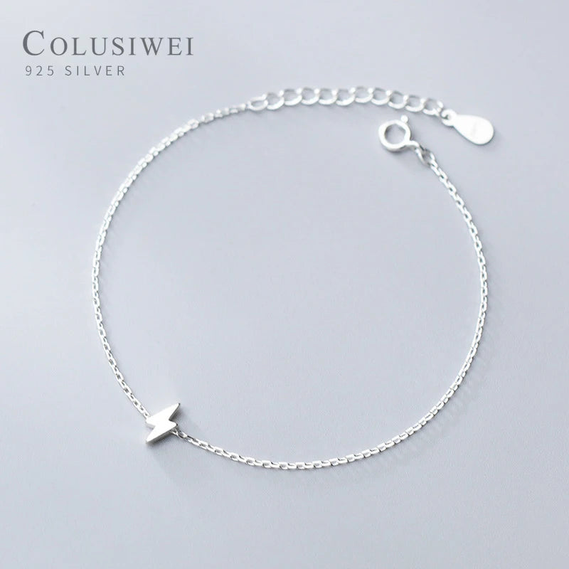 925 Silver Tiny Lightning Bracelet for Women Chain Fashion Jewelry