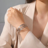 Cross & Parallel Women's Stainless Steel Bracelets Jewelry Gift