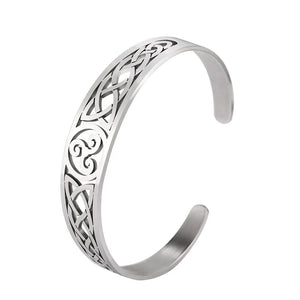 Magnetic Health Stainless Steel Cuff Irish Knot Pattern Amulet Talisman Bracelet