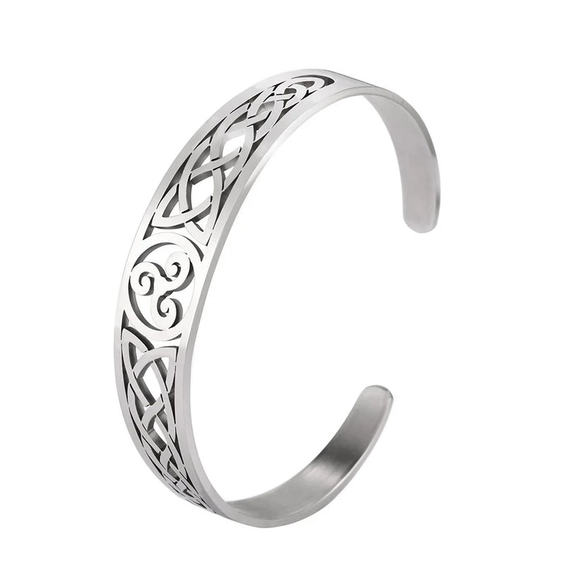 Magnetic Health Stainless Steel Cuff Irish Knot Pattern Amulet Talisman Bracelet