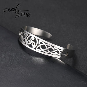 Magnetic Health Stainless Steel Cuff Irish Knot Pattern Amulet Talisman Bracelet