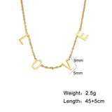 Initial 4 Letters Chain Necklace LOVE Choker Stainless Steel Jewelry