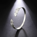 Plant Leaf Women Bracelet Stainless Steel Adjustable Bangle Jewelry Gift
