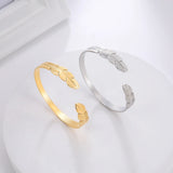 Plant Leaf Women Bracelet Stainless Steel Adjustable Bangle Jewelry Gift