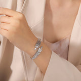 Plant Leaf Women Bracelet Stainless Steel Adjustable Bangle Jewelry Gift