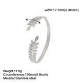 Plant Leaf Women Bracelet Stainless Steel Adjustable Bangle Jewelry Gift
